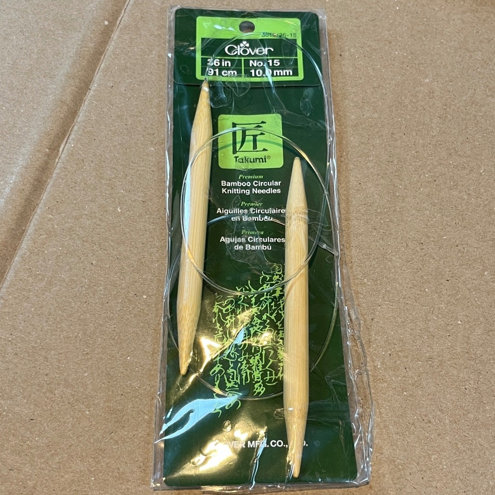 Clover Takumi Bamboo Circular Knitting Needles 36 Inch Size 15 10.0mm 3016/36-15